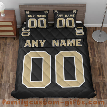 Custom Quilt Sets New Orleans Jersey Personalized Football Premium Quilt Bedding for Men Women